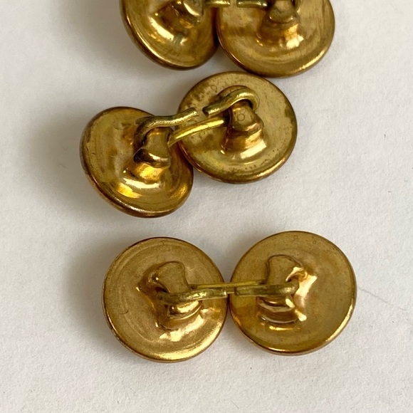 Vintage French Cufflinks Mother Of Pearl 10K Gold Moon Glow MOP 2 Pairs Set - Picture 7 of 8